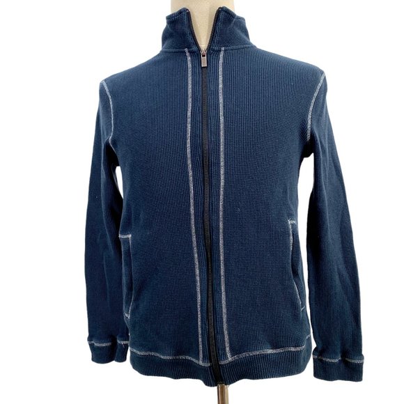 Michael Kors Other - Michael Kors Thermal Full Zip Jacket Men's Large Blue Pockets Cotton Mock Neck